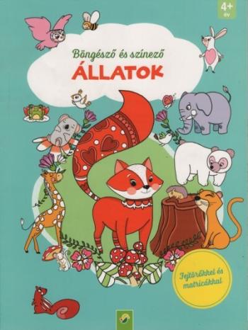 Böngésző és színező: Állatok - Fejtörőkkel és matricákkal Kép