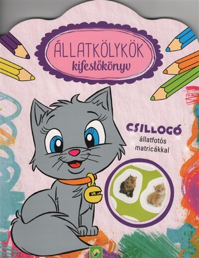 Állatkölykök kifestőkönyv - Csillogó állatfotós matricákkal (cica)